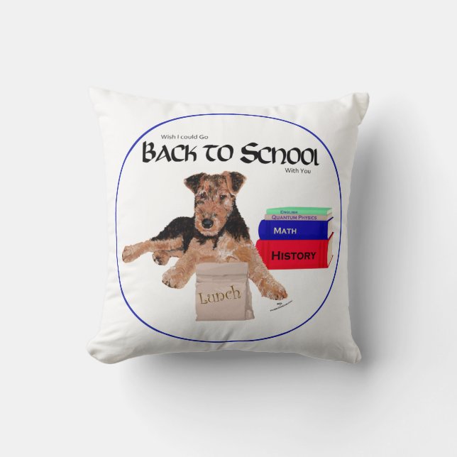 Back to School Puppy Throw Pillow (Front)