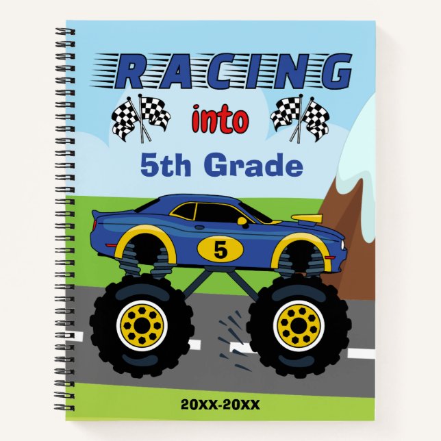 Back-to-School Racing Monster Truck, Add Grade Notebook (Front)
