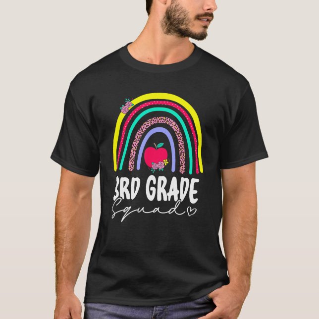 Back To School Rainbow 3rd Third Grade Squad Teach T-Shirt (Front)