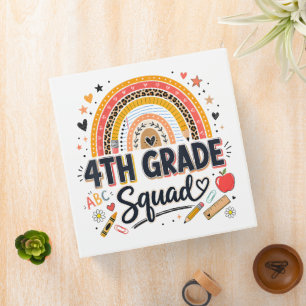 Back to School Rainbow 4th Fourth Grade Squad Binder