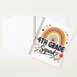 Back to School Rainbow 4th Fourth Grade Squad Planner