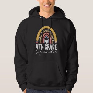 Back To School Rainbow 4th Fourth Grade Squad Teac Hoodie