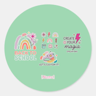Back to School Rainbow Classic Round Sticker