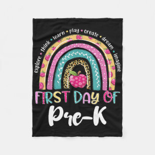 Back To School Rainbow Happy First Day Of Pre-k Gi Fleece Blanket