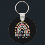 Back To School Rainbow Leopard Third Grade Teacher Keychain<br><div class="desc">Back To School Rainbow Leopard Third Grade Teacher Women</div>