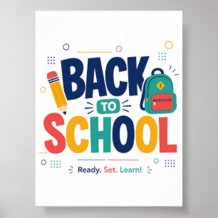 Back To School Ready Set Learn Cute Colourful Desi Poster