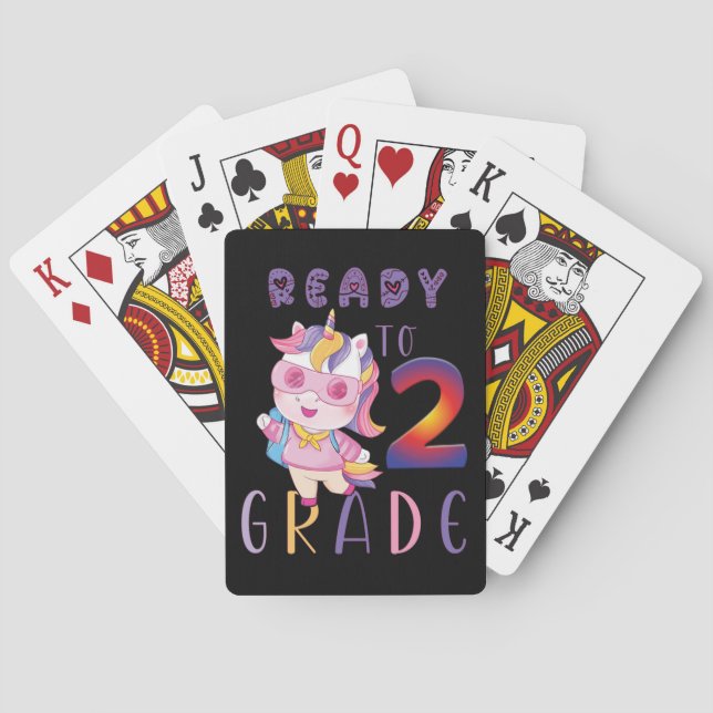 Back To School, Ready To 2Th Grade Playing Cards (Back)