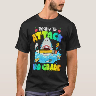 Back To School Ready To Attack 3rd Grade Shark Boy T-Shirt