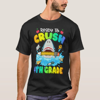 Back To School Ready To Crush 4th Grade  Shark Boy T-Shirt