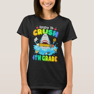 Back To School Ready To Crush 4th Grade Shark Boy T-Shirt