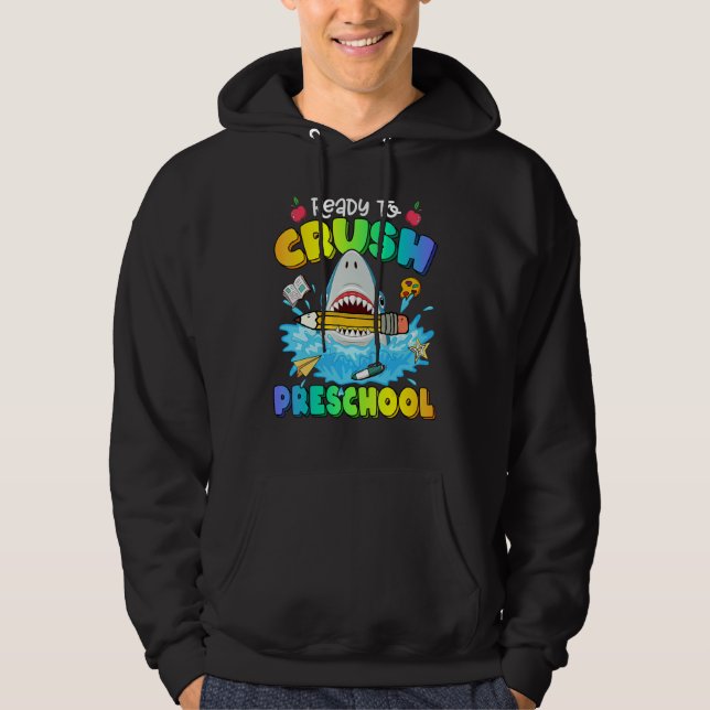Back To School Ready To Crush Preschool Shark Boy  Hoodie (Front)