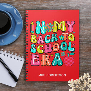 Back to school red teacher spiral notebook