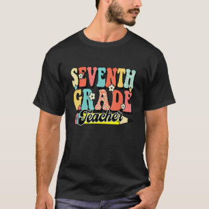 Back to School Retro Groovy Seventh 7th Grade Teac T-Shirt