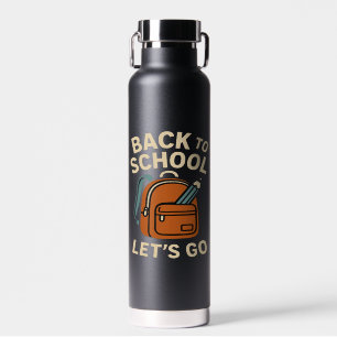 Back to School Retro students teachers and parents Water Bottle