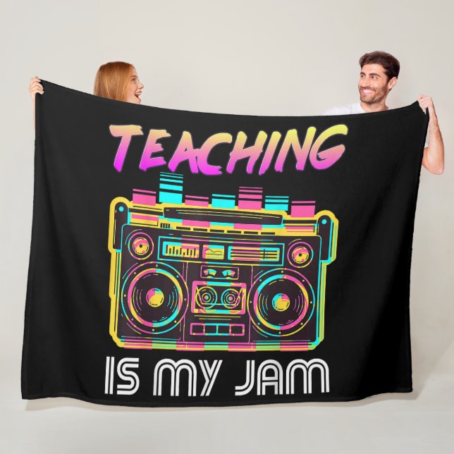 Back to School Retro Teaching is My Jam 80s Fleece Blanket (In Situ)