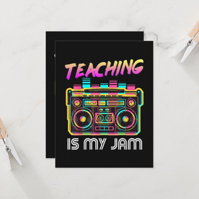 Back to School Retro Teaching is My Jam 80s Invitation (Front/Back In Situ)