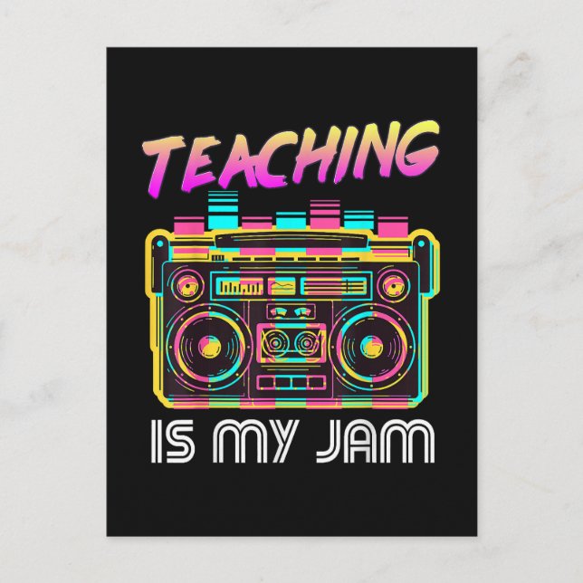 Back to School Retro Teaching is My Jam 80s Invitation Postcard (Front)