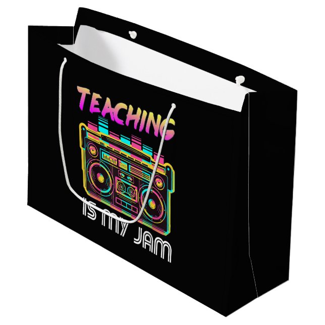 Back to School Retro Teaching is My Jam 80s Large Gift Bag (Front Angled)