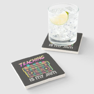 Back to School Retro Teaching is My Jam 80s Stone Coaster