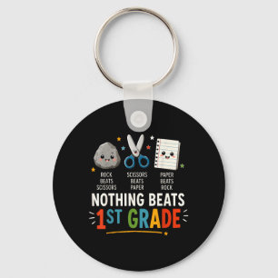Back To School Rock Paper Scissors Nothing Beats Keychain