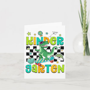 Back To School Rollin Into Kindergarten T-rex Skat Card