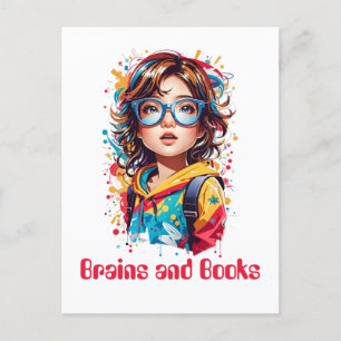 Back to school. School Girl Watercolor  Postcard