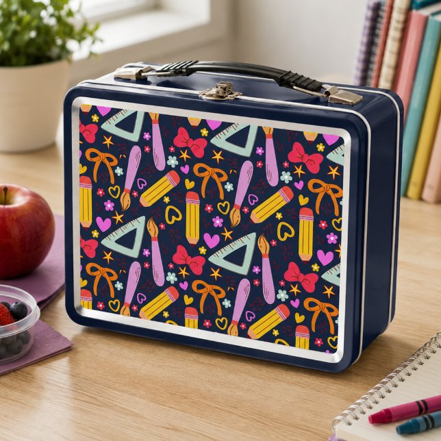 Back to School Seamless Pattern Metal Lunch Box (Back to School Seamless Pattern Metal Lunch Box)