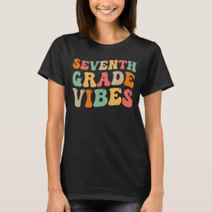 Back To School Seventh Grade Vibes Retro Groovy Te T-Shirt