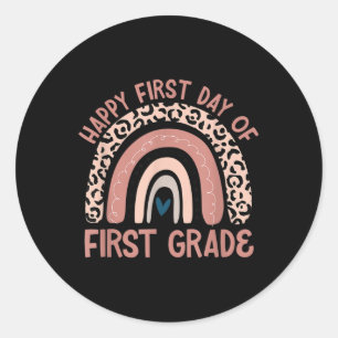 Back To School Shirt Rainbow Happy First Day Of Fi Classic Round Sticker