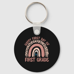 Back To School Shirt Rainbow Happy First Day Of Fi Keychain