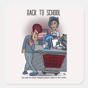 Back To School Shopping Square Sticker