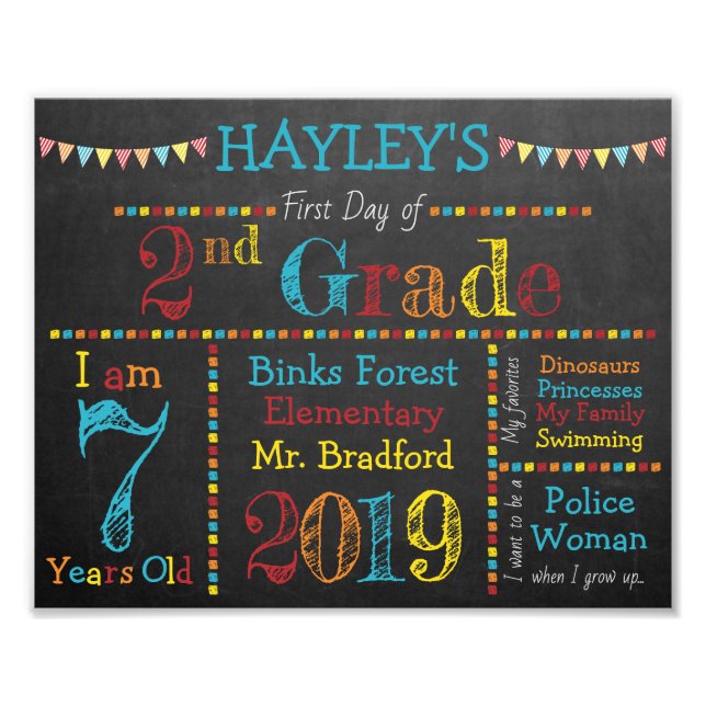 Back to School Sign - Primary Colours - First Day (Front)