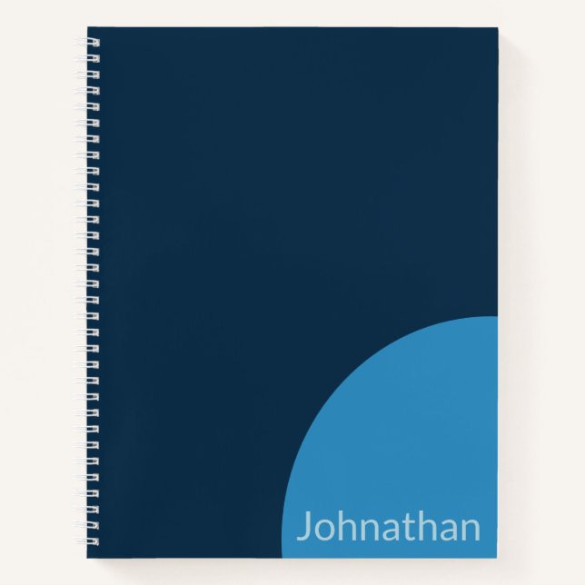 Back to School Simple Shades of Blue with Name Notebook (Front)