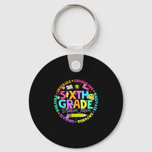 Back to school sixth grade dream team teacher kids keychain