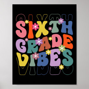 Back To School Sixth Grade Vibes Retro Teacher Wom Poster
