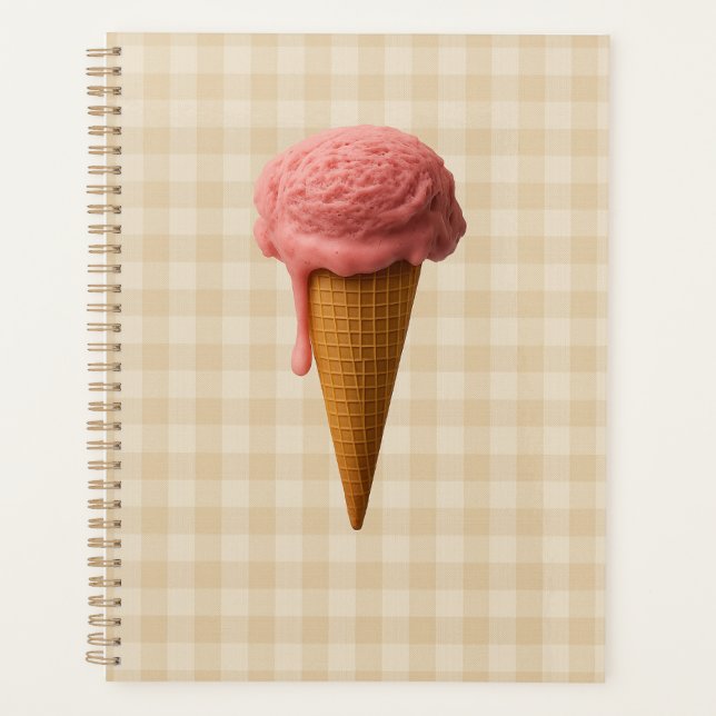 Back to school spiral calendar pink, beige planner (Front)