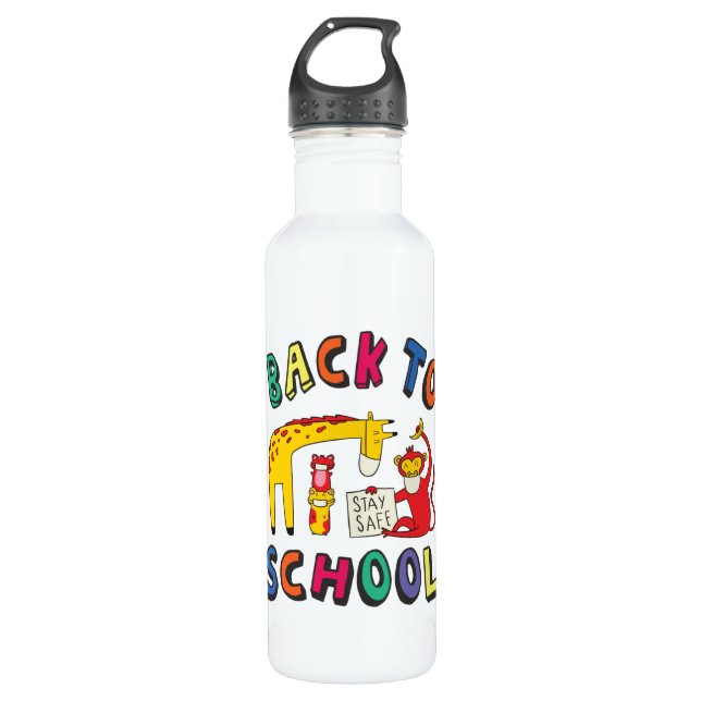 Back to school - Stay Safe 710 Ml Water Bottle (Front)