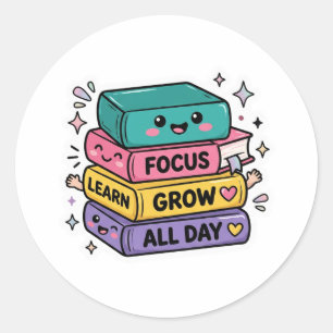 Back to School Stickers Focus Learn Grow All Day