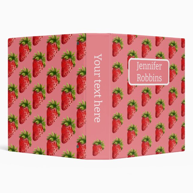 Back to School Strawberry Pattern Named  Binder (Background)