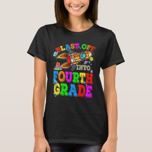 Back To School Student Blasting Off Into 4th Grade T-Shirt