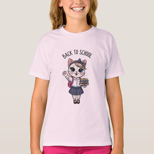 Back to School Student Cat T-shirt (Front)