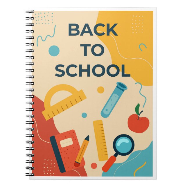 Back to School Supplies Pattern Fun Colourful Sta Notebook (Front)