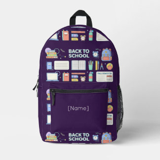 Back to School Supplies Printed Backpack