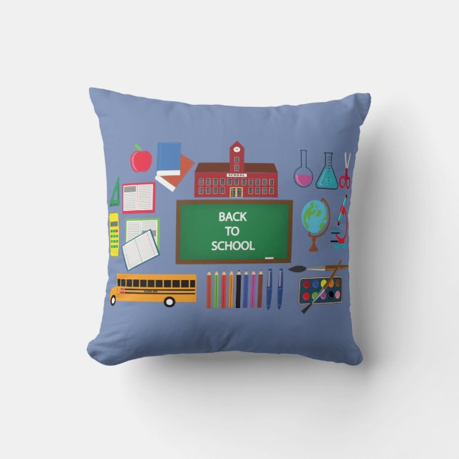 Back to school supplies throw pillow (Front)