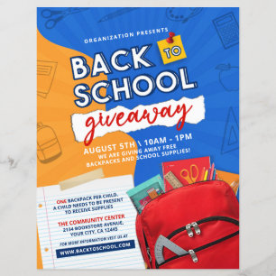 Back To School Supply & Backpack Giveaway Flyer