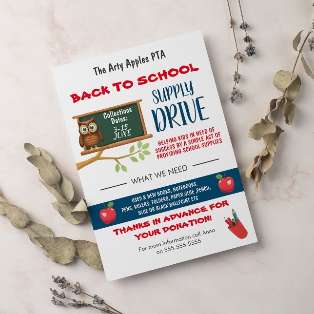 Back to School Supply Drive Fundraiser FLYER  Invitation (Creator Uploaded)