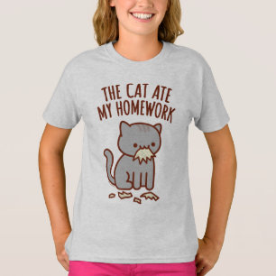 Back To School T-Shirt - "THE CAT ATE MY HOMEWORK"