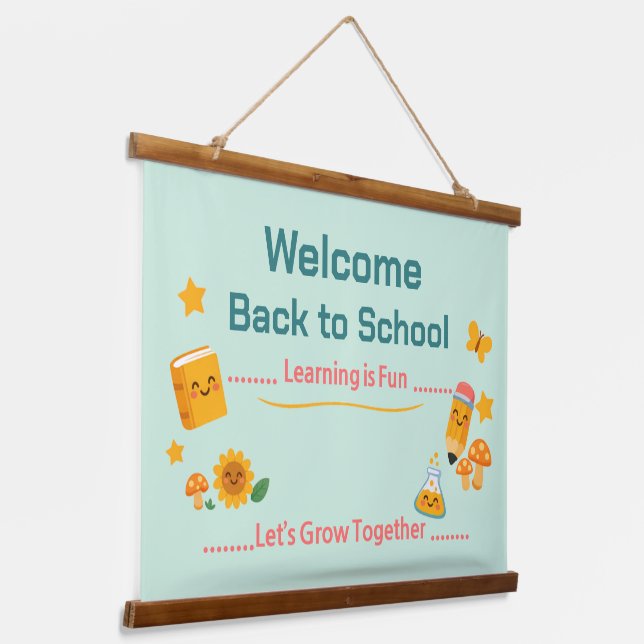Back to School Tapestry Welcome Classroom Decor (Angled)
