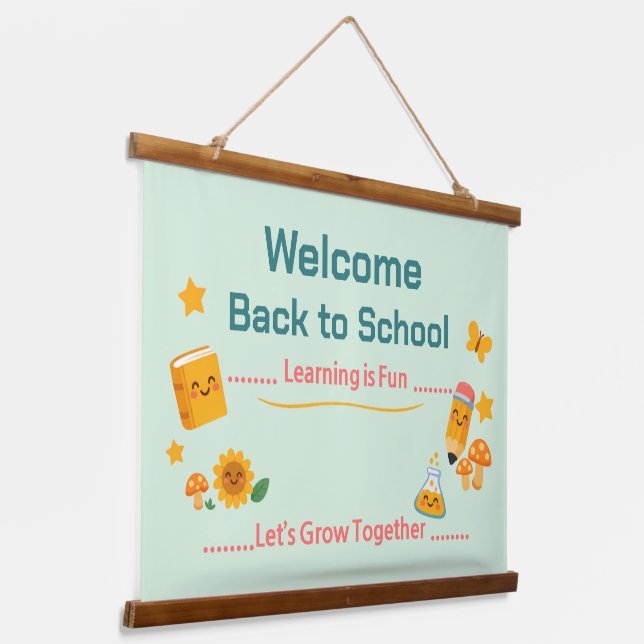 Back to School Tapestry Welcome Classroom Decor (Angled)