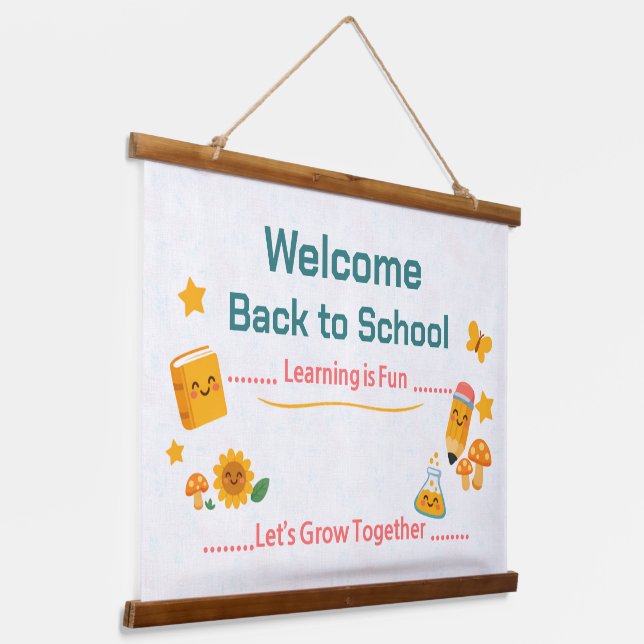 Back to School Tapestry Welcome Classroom Decor (Angled)